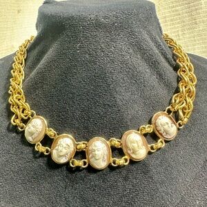 Vtg: BURT CASSELL 1/20 12KTGF Hand-Carved Shell Cameo Choker Necklace